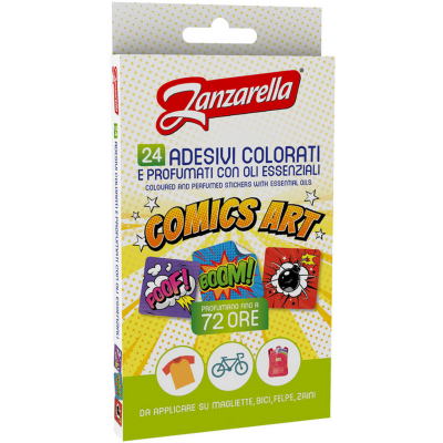 zanzarella 24 adesivi colorati comics art profumati con oli essenziali durata 72 ore
